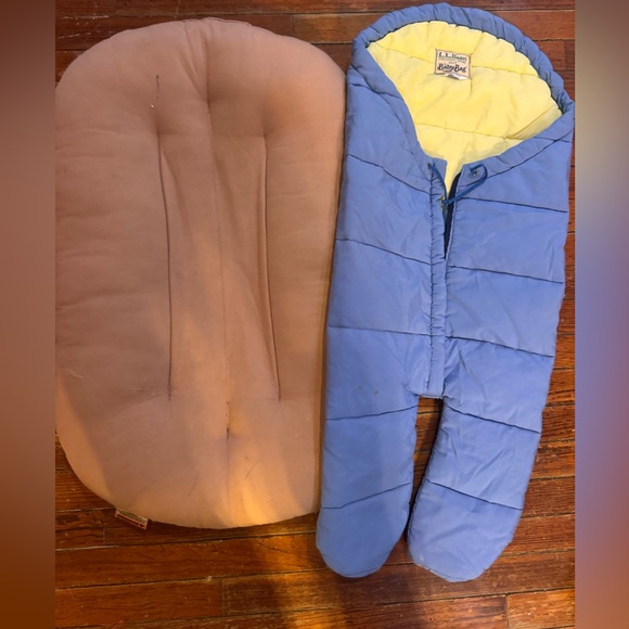 Baby bundle Snuggle me organic lounger and LL bean vintage baby bag bunting